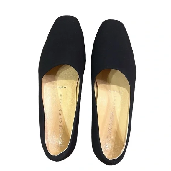 Peter Kaiser Stretch Loafers Scalloped Bottom Casual Comfy Women’s 6.5 Black - Picture 5 of 13